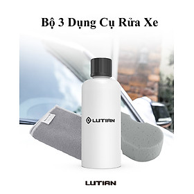 Bộ Ba Dụng Cụ Rửa Xe Lutian Bao Gồm Nước Rửa Xe (100ml), Khăn Lău Khô (30x40cm), Miếng Xốp Mút Bọt Biển Bộ Sản Phẩm Chuyên Dùng Để Dọn Dẹp Rửa Ô Tô, Xe Máy  – Hàng Chính Hãng