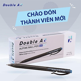 Hộp 12 bút bi Double A Alpine nét 0.7mm mực xanh - Tặng kèm 5 bút cùng loại