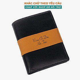 Ví da nam V112 da bò Nappa - Bụi leather - Bảo hành 12 tháng - Đứng + Khắc tên