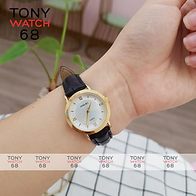 Đồng Hồ Nam Dây Da Nâu Mặt Trắng Viền Vàng Halei Chính Hãng Tony Watch 68