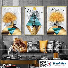 Bộ 3 tranh canvas treo tường Decor Họa tiết hươu nghệ thuật - DC258