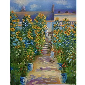 Tranh Sơn Dầu Vẽ Tay 40x50cm - Khu Vườn Trẻ Thơ (Monet)