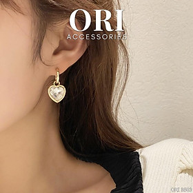 Bông tai nữ hình trái tim đính đá Eira sang trọng ORI ACCESSORIES B503