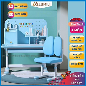 Mua Bộ bàn học chống gù chống cận trẻ em thông minh  bàn có giá sách nâng hạ độ cao size 80cm cho bé lumili A16 mới