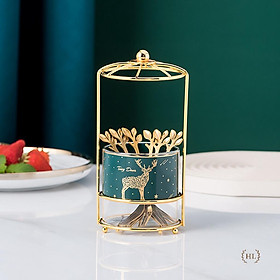 Mua HOT TREND | Giỏ lẵng sứ | Lẵng thủy tinh | Hũ đựng thìa nĩa khung inox chất liệu thủy tinh - sứ hoàng kim viền vàng