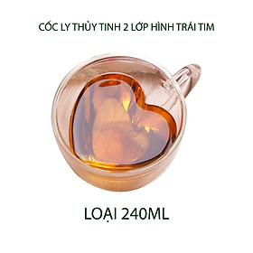 Mua Ly thủy tinh 2 lớp hình trái tim  dùng uống cà phê  trà  sữa  loại 180ml-240ml tùy chọn