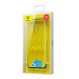 Ốp lưng Silicone cứng chống vân tay trong suốt viền si Crome màu Baseus Glitter Case cho Samsung Galaxy S9 S9Plus