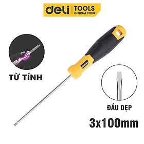 Mua Tua Vít 2 Cạnh Deli Cao Cấp - Đầu Vít Từ Tính Dễ Dàng Sử Dụng - Kích Thước 3*100mm Thép Cr-V Mạ Crom