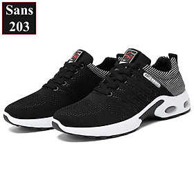 Giày thể thao nam êm chân Sans203 thoáng khí nhẹ chạy bộ màu đen đỏ xanh xám chất vải canvas hàn quốc trẻ trung full box