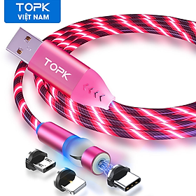 Mua  HÀNG CHÍNH HÃNG  Cáp Nam Châm TOPK AM22 USB -Micro LED Type-C Nhiều Màu Sắc Dành Cho Xiaomi HUAWEI Samsung OPPO - Phân phối bởi TOPK VIỆT NAM