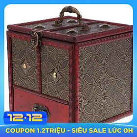 Phép Lạ Chiếu Trung Quốc Retro Gỗ Phong Cách Vintage Hộp Đựng Trang Sức Lưu Trữ Đồ Có Tay Cầm