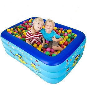 Bể Phao Bơi Cho Bé 3 Tầng 1.3m Hình Chữ Nhật Kèm Miếng Vá