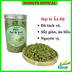 HẠT BÍ XANH ẤN ĐỘ NUNUTS HỘP 500G ( ĐÃ TÁCH VỎ, ĐÃ SẤY GIÒN, ĂN LIỀN)