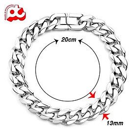 Vòng tay nam - Lắc tay nam titan lặc đơn kiểu vác cạnh cao cấp khóa bộ inox trangsucpt 13mm PTLTNA14