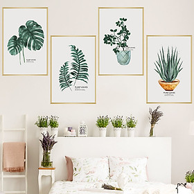Decal dán tường trang trí phòng khách, quán cafe- Khung ảnh lá cây- mã sp DLV49