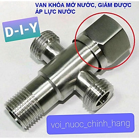 VAN CHỮ T INOX 304, CHIA NƯỚC 2 NGẢ CHO WC & VOI XỊT, VAN KHÓA NƯƠC 2 NGẢ