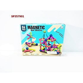 Hộp xếp hình nam châm 64 miếng magnetic bar blocks, H05