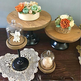 2 sets Wood Cake Dome Stand Fondant f/ Kitchen Baker Party Store dia.9.7cm