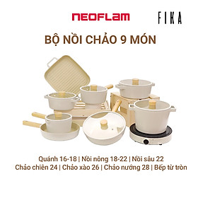 Mua  Hàng chính hãng  Bộ 9 món nồi chảo chống dính  bếp từ Fika Neoflam - Hàn Quốc. Hàng có sẵn  giao ngay