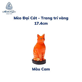 Tượng Mèo Sứ Cao Cấp Minh Long - Đại Cát - Trang Trí vàng - 17.4 cm