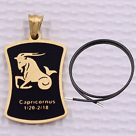 Mặt dây chuyền cung Ma Kết - Capricorn inox vàng kèm vòng cổ dây cao su đen, Cung hoàng đạo