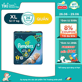 Tã quần Pampers ngủ ngon XL26/XXL22/L30