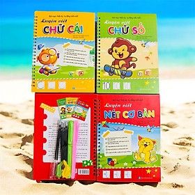 Combo 3 cuốn Sách Tô bay Luyện viết Bút mực Thần kỳ Tự động biến mất (Nét cơ bản, Chữ cái, Chữ số)