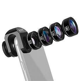 Clip-on Phone Camera Lens Phone Lens Kit 4 in 1 Including 180°Fisheye Lens 120°Wide Angle Lens 20X Macro Lens 2.0X