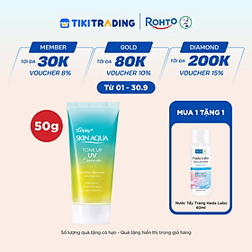 Kem chống nắng nâng tông Skin Aqua Tone up Mint Green cho da trắng có khuyết điểm đỏ, dạng tinh chất Sunplay Skin Aqua Tone Up UV Essence Mint Green SPF 50+ PA++++ 50g