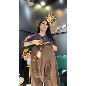 Đồ bộ thu đông trung niên Nesa Shop, Chất liệu Nỉ ngoại co dãn, mềm mịn, Set đồ đi chơi sang trọng quý phái cho chị em