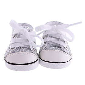 2-3pack 1 Pair of Sequin Sneakers Shoes for 18inch Dolls Clothes White