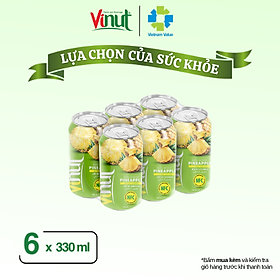 Lốc 6 Lon Nước Ép Thơm Vinut 330ml