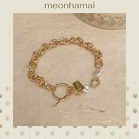 Vòng tay nữ, lắc tay mắc xích hạt trai cá tính MEONHAMAI