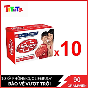 COMBO 10 Xà bông cục Lifebuoy Bảo vệ vượt trội 10 Đỏ 90gX10 viên