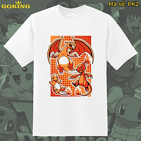 Áo thun in hình Lizardon Charizard siêu dễ thương, mã PK2. Áo phông in hình pokemon cao cấp cho trẻ em, bé trai, bé gái và teen nam nữ
