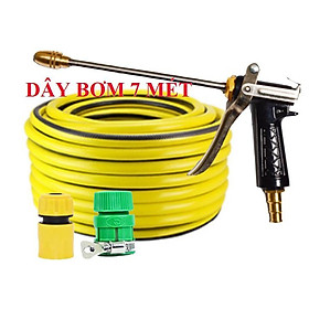 Bộ dây vòi xịt nước rửa xe, tưới cây . tăng áp 3 lần, loại 7m, 10m 206318 đầu đồng,cút,NỐI VÀNG+ tặng khăn phượt