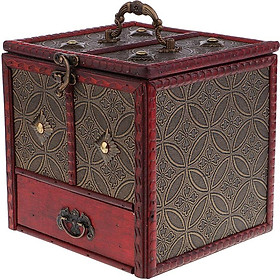 Phép Lạ Chiếu Trung Quốc Retro Gỗ Phong Cách Vintage Hộp Đựng Trang Sức Lưu Trữ Đồ Có Tay Cầm