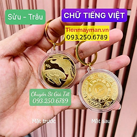 [TUỔI TRÂU] Móc treo chìa khóa hình đồng xu 12 con giáp, Tiền lì xì tết 2023 , NELI