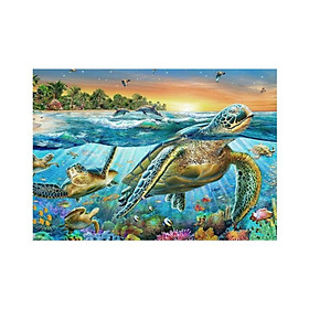 Coloured Animal Theme Diamond Painting By Number Kits Full Cattle Diy Round Resin Covered Diamond Painting Sea Turtle