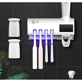 Bộ Nhả Kem Đánh Răng Tự Động , Giá treo bàn chải Kem đánh răng khử khuẩn tia UV công nghệ cao