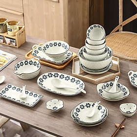 Mua Bán lẻ bộ bát đĩa chén đia Gosu họa tiết hoa xanh men sáng đẹp