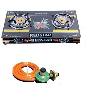 Mua Bếp Gas Đôi Mặt Kính Chén Nhôm RedStar - Tặng bộ van dây tự đông -Màu Ngẫu nhiên Hàng Chính Hãng