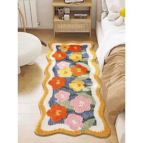 Thảm trải sàn phòng ngủ vải lông cừu siêu mềm, êm chân (trang trí phòng khách) màu kem KT50 cm x120cm
