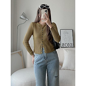 Áo khoác cardigan len tăm 11 khuy siêu co giãn, chất len mềm mịn