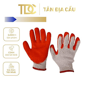 Hình ảnh Găng Tay Len Phủ Cao Su Đỏ, Tráng Nhựa Màu Đỏ Chống Trơn, Kim 10 - Tandiacau