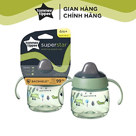 Bình tập uống nước có vòi mút kháng khuẩn chống tràn, chống sặc Tommee Tippee SuperStar, 190ml, cho bé từ 4 tháng – Xanh lá