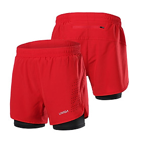 Lixada Men's 2-in-1 Running Shorts Quick Drying Breathable Active Training Exercise Jogging Cycling Shorts with Longer