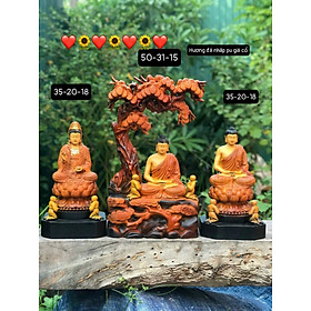 Mua Combo 3 ông tượng phật nhất tâm niệm phật  bằng gỗ hương đá tô làm mầu giả cổ