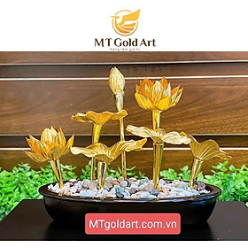 Chậu hoa sen dát vàng (24.5×15.5x19cm) MT Gold Art- Hàng chính hãng, trang trí nhà cửa, phòng làm việc, quà tặng sếp, đối tác, khách hàng, tân gia, khai trương 