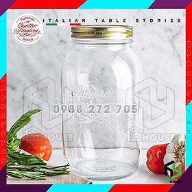 Italy - Chai, hũ lọ thủy tinh đựng nước ép, sữa hạt, ngũ cốc nắp vặn Quattro đủ size - BORMIOLI ROCCO - 1500ml